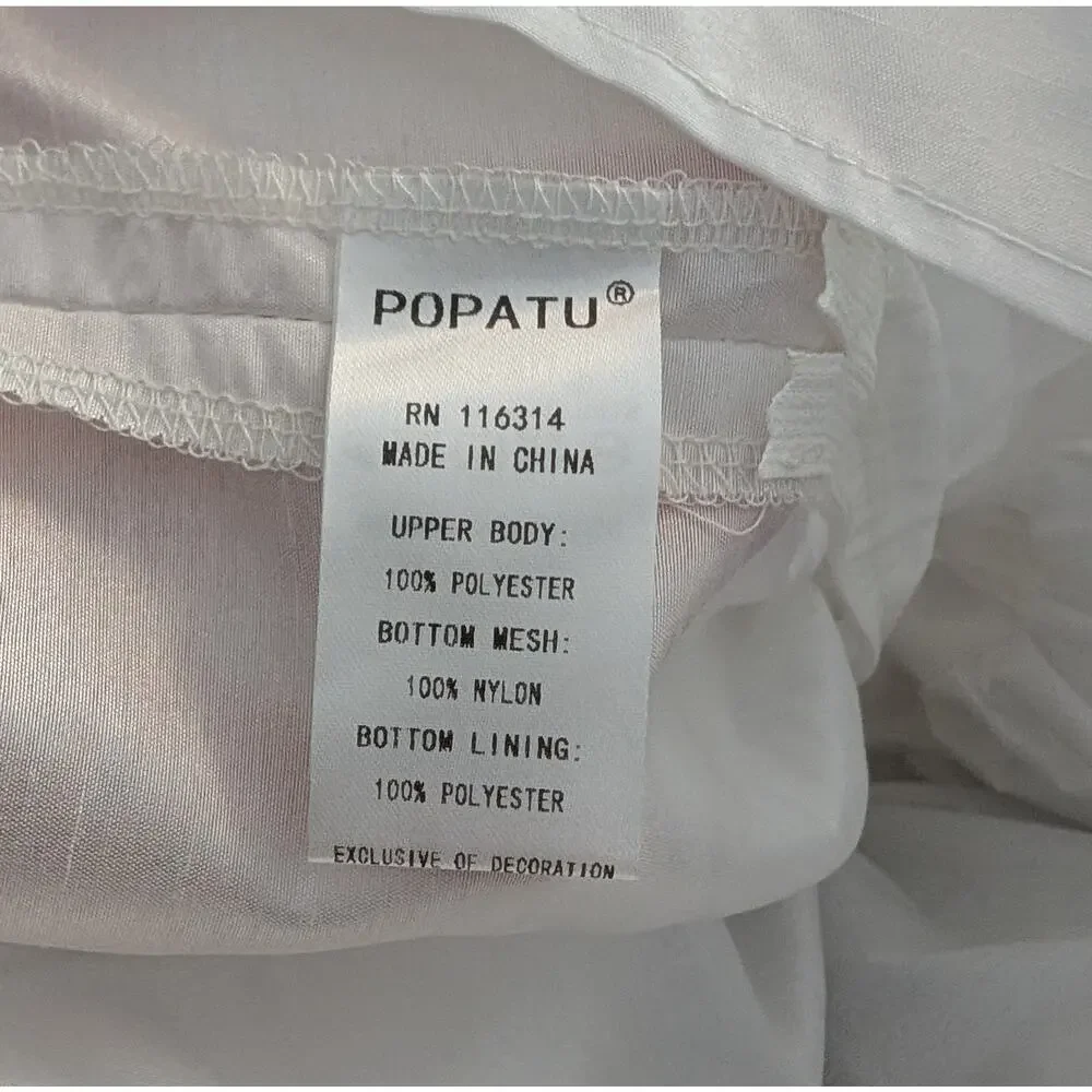 Popatu White Rosette Tulle Dress Flower Girl Fancy Size 18 Months - Picture 10 of 12